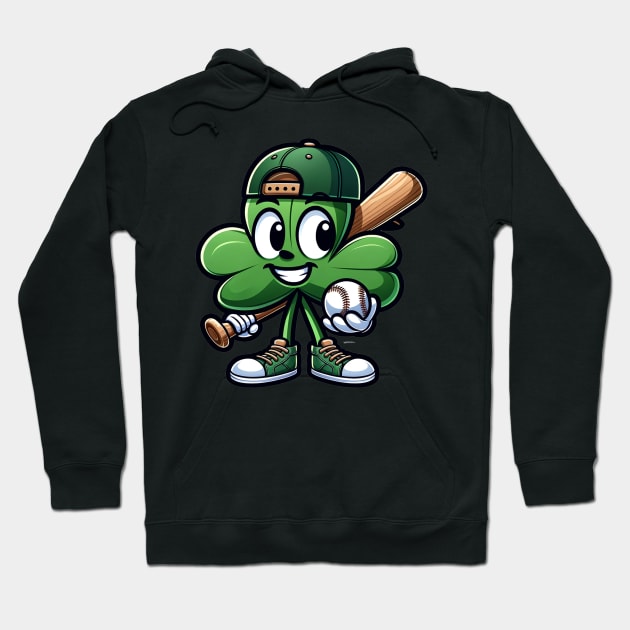 Shamrock Baseball Boys Girls St Patricks Day Lucky Baseball Hoodie by AE Desings Digital